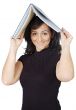 attractive lady with a book in the head