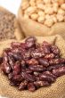 Burlap sack with red beans