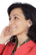 attractive girl listening music with earpieces