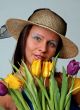 woman with tulips