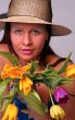 woman with tulips