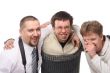 Three men laughing
