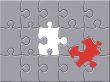 puzzle with a red piece