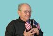 Senior man with american flag