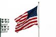 American Flag with stadium lights