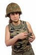 Holding a hand grenade