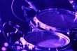 Drum set with microphones