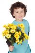 adorable boy with flowers