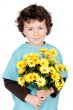 adorable boy with flowers