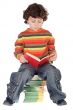 Adorable boy studying