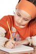 adorable girl studying