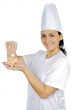 attractive cook woman saving money