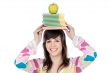 girl with a books in the head