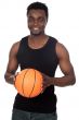 attractive young person with basketball ball