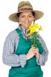 attractive happy woman dressed gardener