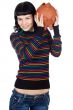 casual girl with money box