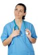 Attractive lady doctor thinking