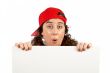 Surprised curious woman