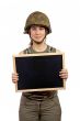 Holding the chalkboard