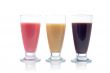 Milkshakes of strawberry, vanilla and chocolate