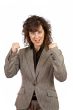 Excited businesswoman gesture