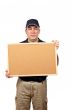 Courier holding the empty corkboard