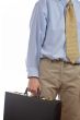 Holding a black business briefcase