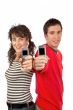 Showing cellphones screens