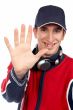 Disc jockey saying stop