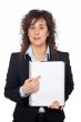 Business woman showing a blank sheet