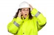 Female construction worker surprised