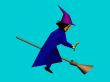 Old witch on broom