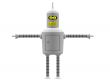 Robot with yellow eyes and yellow mouth