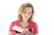 Attractive blonde reading a book