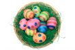 Basket with Colored Eggs - Top View