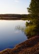 Evening on a beach of wood lake