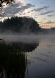 Morning fog above lake