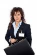Business woman holding a black briefcase