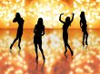 Beautiful girls silhouettes in fashion lights