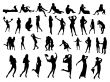 Many small people silhouettes