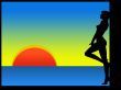 Wallpaper with black girl silhouette