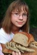 Girl with fresh bread