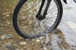 bike wheel in water