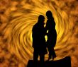 Silhouette on a fiery background