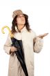 Upset woman holding umbrella