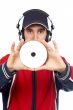 Disc Jockey holding a compact disc