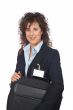 Business woman holding a laptop bag