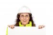 Curious female construction worker