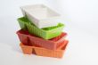 Piled up fast food boxes