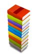 colorful books stack isolated on white